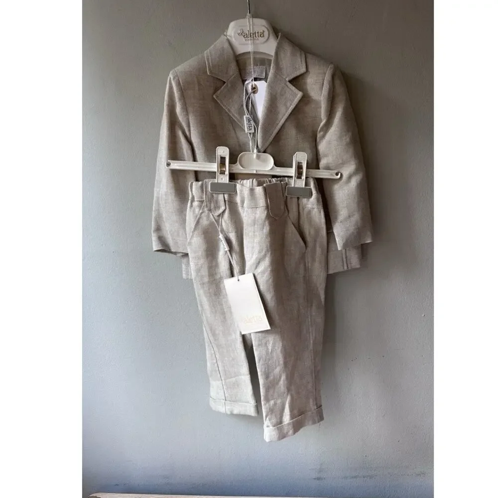 Aletta boys 2 piece cotton/linen formal set 12 month NWT Made In Italy